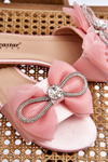 Women's Slippers With Bow And Rhinestones Pink Jolene
