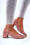 Suede Pumps On A Block Heel Pink Rossie