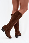 Cowboy Boots Made of Natural Suede Lined Zazoo 4225 Brown