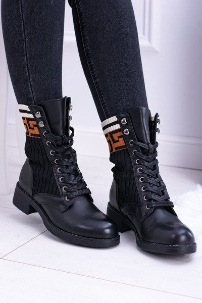 Women's Sock Booties Black Herse