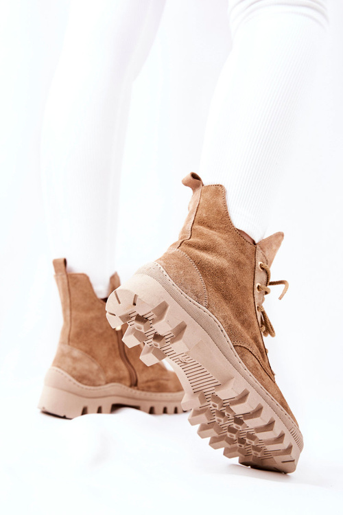 Padded Suede Boots Trappers Camel Cressid