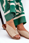 Flat elegant sandals with decoration beige Iseliria
