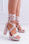 Women's Platform Stiletto Sandals Tiered Beige LaFiesta