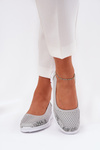 Leather perforated ballerinas Vinceza 95323 gray