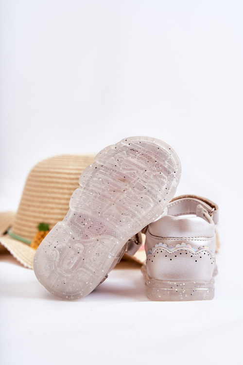 Comfortable Children's Sandals With Decoration Silver Cayo