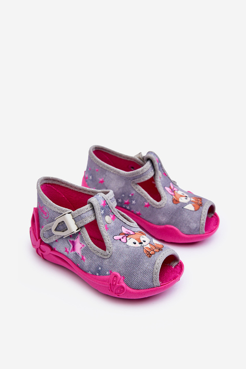 Mice Slippers Befado 213P137 Grey-Pink