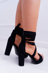 Women's Stiletto Platform Tied Sandals Black LaFiesta