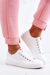 Women's Classic Sneakers White And Gold Ecoma