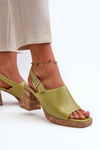 Women's Eco Leather Sandals with Heel Sergio Leone SK572 Pistachio