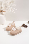 Children's Snow Boots with Embroidery and Bow Beige Daven