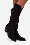 Women's Cowboy Boots With Heel Made Of Eco Suede Black Esmira