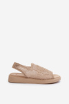 Women's Flat Sandals Adorned with Black Flowers Abidina