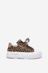Womens Sneakers On Massive Platform With Decorative Lacing Leopard Brown Zidora