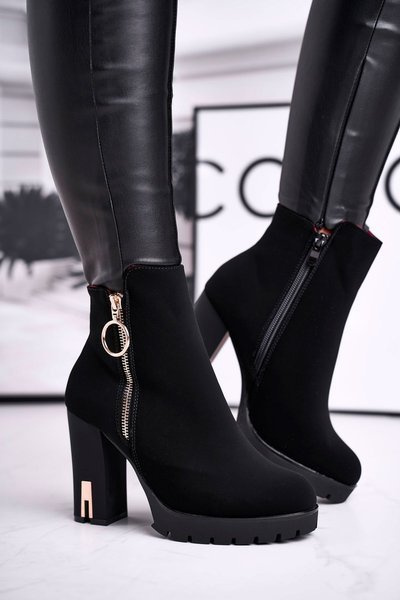 Women's Boots On High Heel Nubuck Black Yris