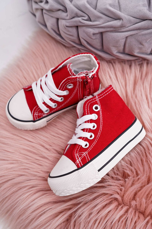 Kids High Sneakers With Zipper Red Filemon