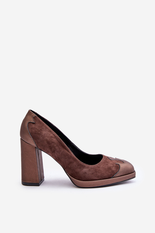 Suede Pumps On Heel Brown Laura Messi 2702