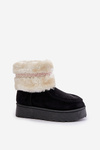 Women's Snow Boots On Platform With Fur And Pattern Black Deepanti