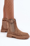 Leather Ankle Boots with Massive Sole Beige Ozaro