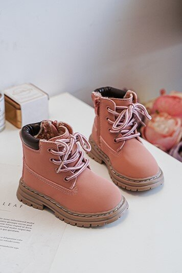Children's Trapper Boots with a Zip Pink Bansi