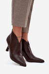 Patent Low Ladies Boots on Heel Chocolate Jolivra