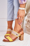 Sandały Na Korkowym Słupku Żółte Emmy