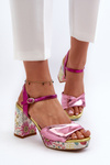 Women's Flower Print Stiletto Sandals D&A CR980 Pink