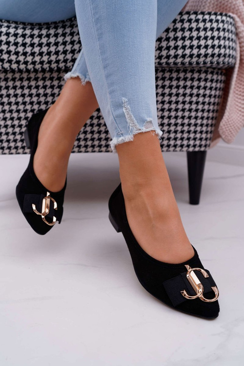 Women's Black Suede Ballerinas Portes