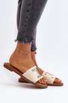 Women's Slippers with Beige Ornament Ollavia