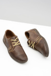 Men's Leather Lace-up Brown Openwork Markos Half Boots