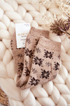 Women's Wool Socks In Snowflakes Beige