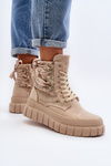 High Top Women's Sneakers on Chunky Platform Beige Wonise
