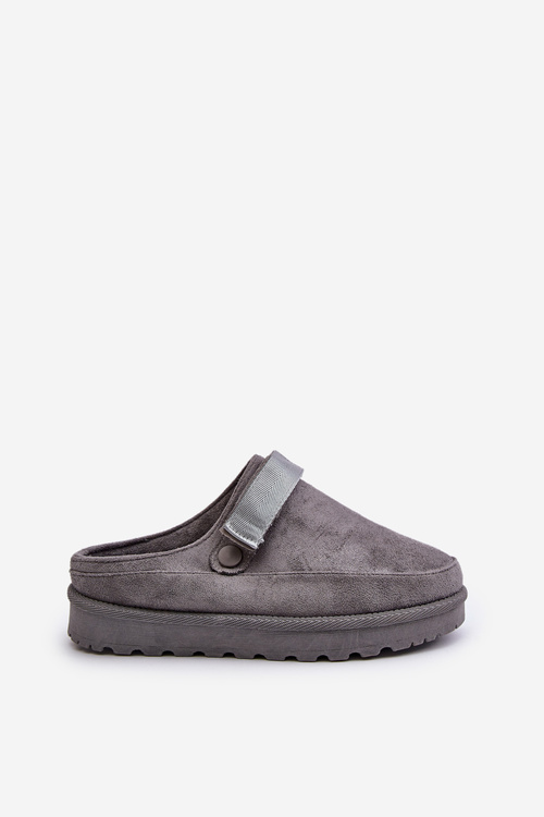 Women's Warm Slippers With Fur On Platform Gray Azida