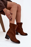 Leather Suede Women's Ankle Boots on Heel Zazoo 1151 Brown