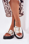 Womens sandals on a chunky platform with a decorative buckle white Zelori