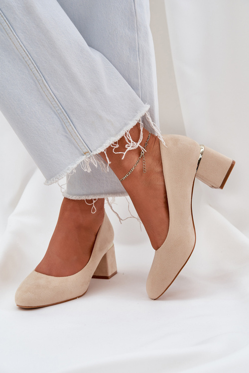 Eco Suede Heels On A Heel Beige Veniffia