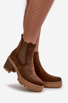 Women's Insulated Heeled Boots Eco Suede Brown Irissinae