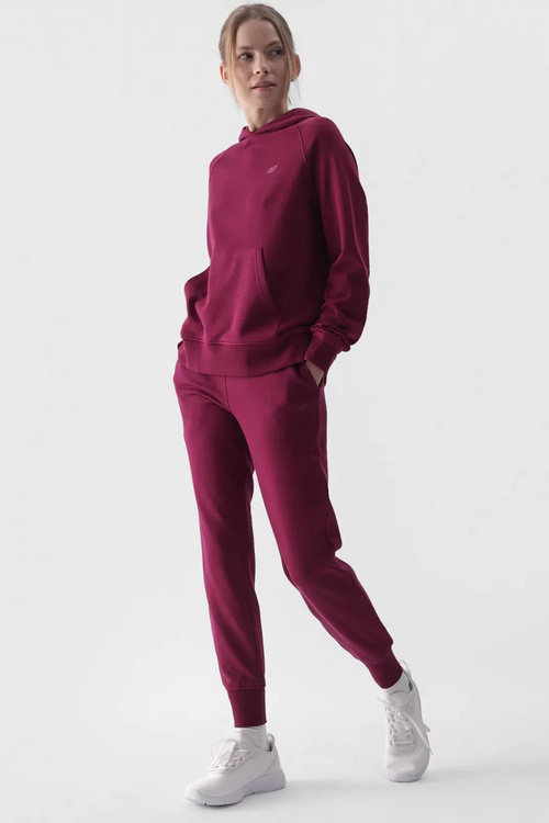 Dresowa Bluza Damska Z Kapturem Nierozpinana 4F 4FWMM00TSWSF1468-51S Fioletowa