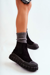 Fashionable Slip-On Boots On The Platform Black Jenna