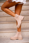 Warm ankle boots with zipper and buckle beige Kikiella