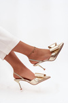Heels with open heels and bow golden Eklevia