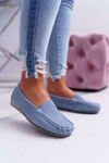 Women's Moccasins Suede Leather Blue Tenzion
