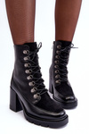 Heeled Lace-Up Boots Black Lathia