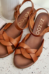 Leather Sandals On A Delicate Heel Brown Zazoo 40372