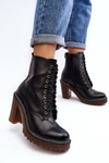 Women's lace-up ankle boots with a chunky heel Arove