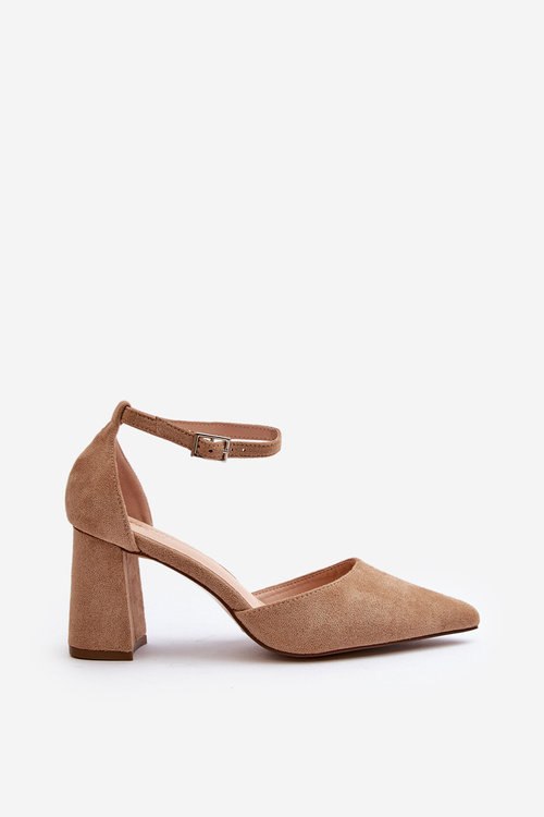 Pumps with Pointed Toes in Beige Faux Suede Halene