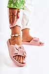 Classic Suede Slippers With A Bow Pink Hayle