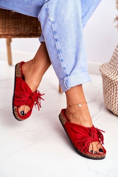 Women's Red Flip-flops Tassels Marina