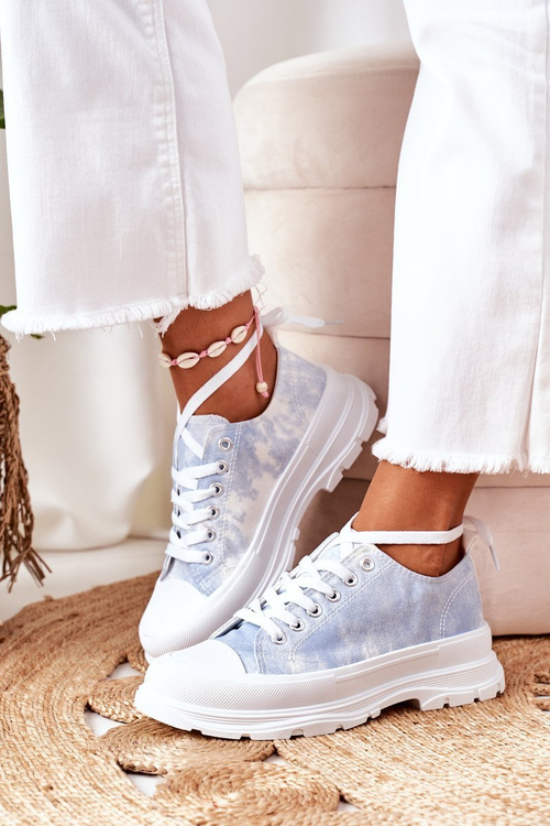 Women's Sneakers On The Platform Blue With Tie-Dye Effect Travel Time