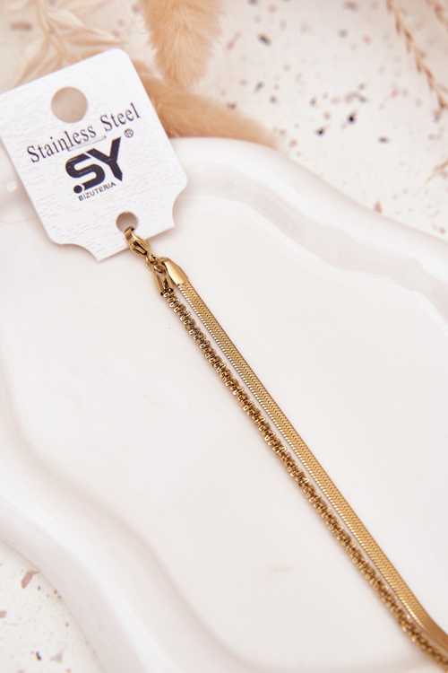 Damska Bransoletka Podwójna Stal Nierdzewna Złota