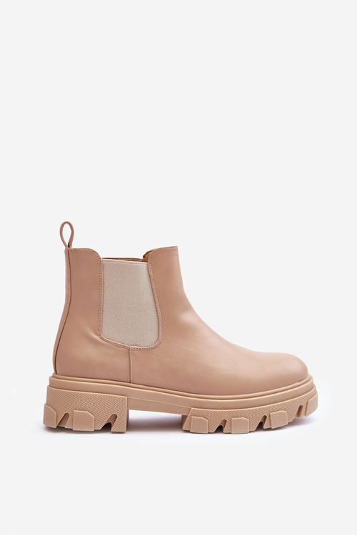 Low Leather Boots Beige Alcanassa